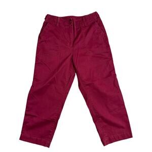 Talbots Red Cargo Pants Women’s 8 High Rise Utility Cropped Casual Gorpcore Boho